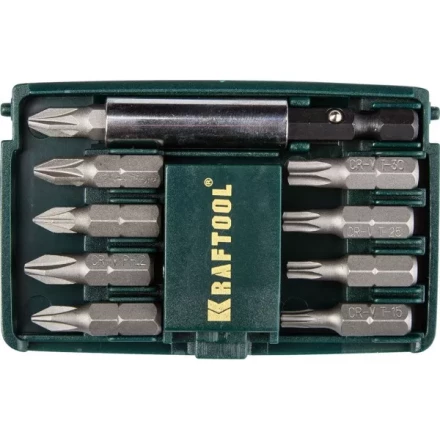 Набор бит &quot;COMPACT-10&quot; с магнитным адаптером, KRAFTOOL 26130-H10, в мини бит-боксе, 10 предметов 26130-H10 купить в Нефтеюганске