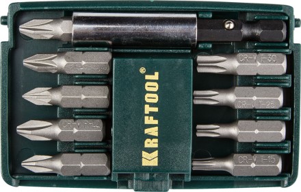 Набор бит &quot;COMPACT-10&quot; с магнитным адаптером, KRAFTOOL 26130-H10, в мини бит-боксе, 10 предметов 26130-H10 купить в Нефтеюганске