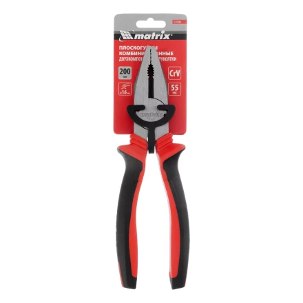 Плоскогубцы комбинированные Matrix, 200 мм, хром-ванадий, двухкомпонентные рукоятки, 17092 купить в Нефтеюганске