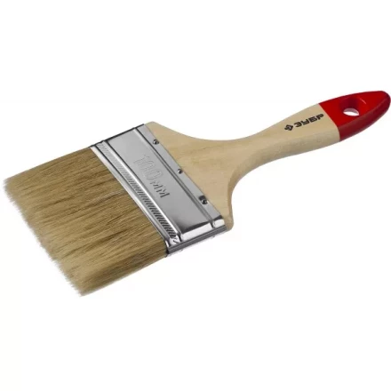 Кисть плоская  ЗУБР &quot;УНИВЕРСАЛ-МАСТЕР&quot;, натуральная щетина, деревянная ручка, 100мм 4-01003-100 купить в Нефтеюганске