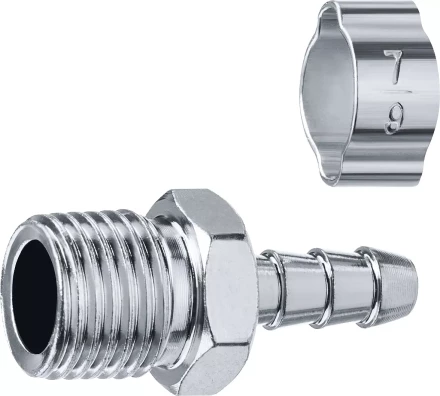 ЗУБР штуцер елочка, 6 мм - 1/4M, переходник с обжимным хомутом, Профессионал (64924-1/4-06) купить в Нефтеюганске