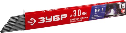 ЗУБР Д 3.0 х 350 мм, 1 кг в коробке, МР-3 рутиловый, электрод сварочный (40011-3.0) купить в Нефтеюганске