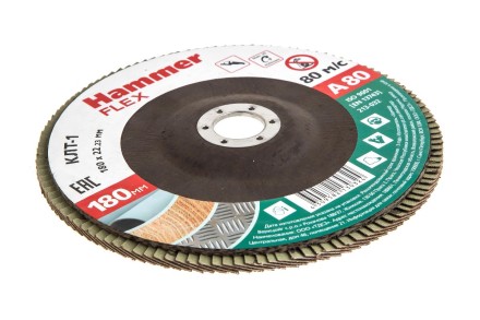 Круг Лепестковый Торцевой (КЛТ) HAMMER КЛТ 1 Ф180х22 Р80 213-032 купить в Нефтеюганске
