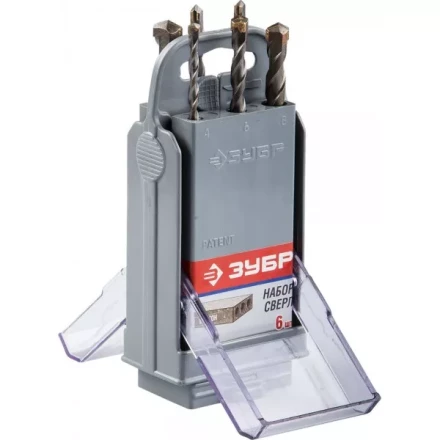 Набор ударных сверл ЗУБР &quot;МАСТЕР&quot; по бетону, 4, 5, 6х2шт, 8, 10мм, 6шт в супер боксе 2922-H6-SB купить в Нефтеюганске