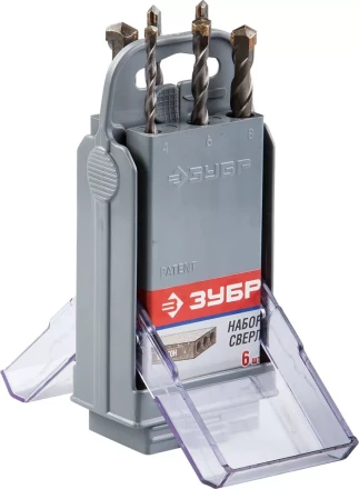 Набор ударных сверл ЗУБР &quot;МАСТЕР&quot; по бетону, 4, 5, 6х2шт, 8, 10мм, 6шт в супер боксе 2922-H6-SB купить в Нефтеюганске