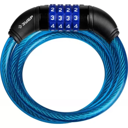 Замок ЗУБР &quot;ПРОФЕССИОНАЛ&quot;, тросовый, кодовый, с изменяемым кодом, длина троса - 950мм, d 10мм 37262-95_z01 купить в Нефтеюганске