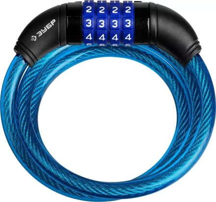 Замок ЗУБР &quot;ПРОФЕССИОНАЛ&quot;, тросовый, кодовый, с изменяемым кодом, длина троса - 950мм, d 10мм 37262-95_z01 купить в Нефтеюганске