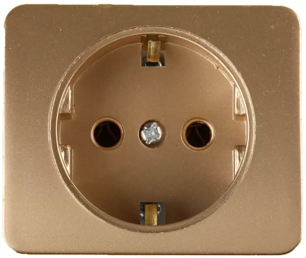 Розетка СВЕТОЗАР &quot;ГАММА&quot; с заземлением, одинарная, без вставки и рамки, цвет золотой металлик, 16А/~250В SV-54105-GM купить в Нефтеюганске
