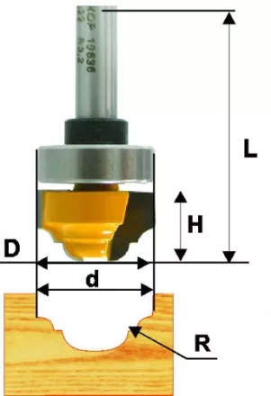 Фреза пазовая фасонная Ф22Х13 мм R32 мм хвостовик 8 мм 46131 купить в Нефтеюганске
