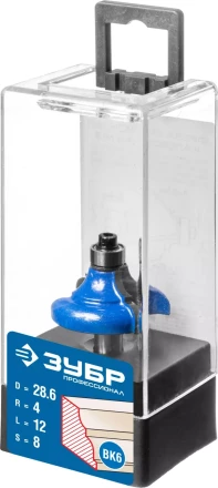 ЗУБР 28.6 x 12 мм, радиус 4 мм, фреза кромочная калевочная №2, Профессионал (28704-28.6) купить в Нефтеюганске