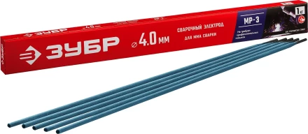 ЗУБР Д 4.0 х 450 мм, 1 кг в коробке, МР-3 рутиловый, электрод сварочный (40011-4.0) купить в Нефтеюганске