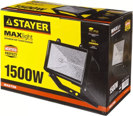 Прожектор STAYER &quot;MASTER&quot; MAXLight галогенный, с дугой крепления под установку, черный, 1500Вт 57107-B купить в Нефтеюганске