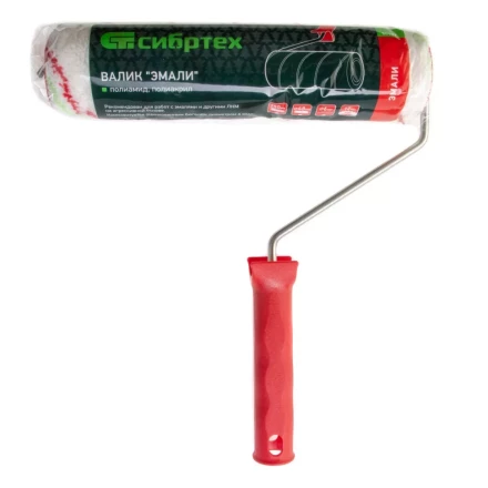 Валик "Эмали", 250 мм, ворс 12 мм, D - 48 мм, D ручки - 6 мм, полиамид, полиакрил Сибртех 80197 купить в Нефтеюганске