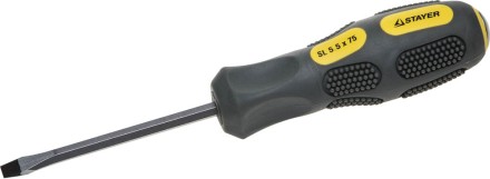 Отвертка STAYER &quot;PROFESSIONAL&quot; &quot;MAX-GRIP&quot; ударная, двухкомпонентная рукоятка, магнит наконечник, Cr-V, SL 5,5x75мм 25823-05-075 G купить в Нефтеюганске