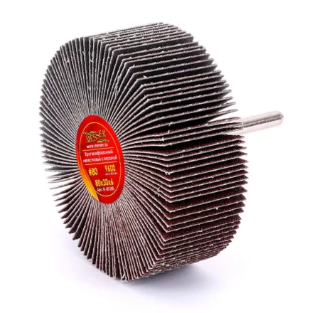 Круг MESSER шлифовальный лепестковый с оправкой (на шпильке) 80х30х6  #80 купить в Нефтеюганске