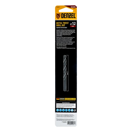 Сверло спиральное по металлу Denzel 12 x 205 мм, Р6М5, Golden Tip, удлиненное 718265 купить в Нефтеюганске