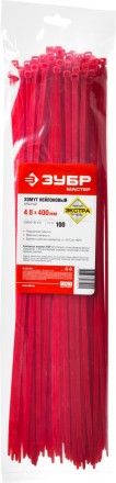 Хомуты нейлоновые ЗУБР &quot;МАСТЕР&quot; красные, 4,8 мм x 400 мм, 100 шт 309040-48-400 купить в Нефтеюганске