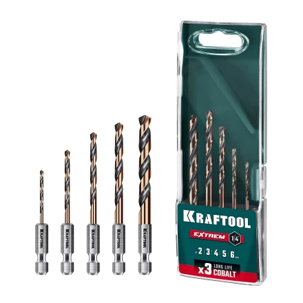 Набор сверл по металлу, хвостовик НЕХ-1/4, сталь М35-Со5% 29652-H5 купить в Нефтеюганске