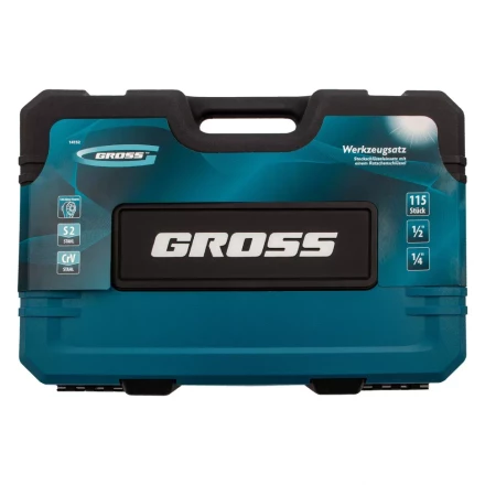 Набор инструментов 115 предметов, 120 зубьев, CrV, 1/4", 1/2" Gross 14152 купить в Нефтеюганске