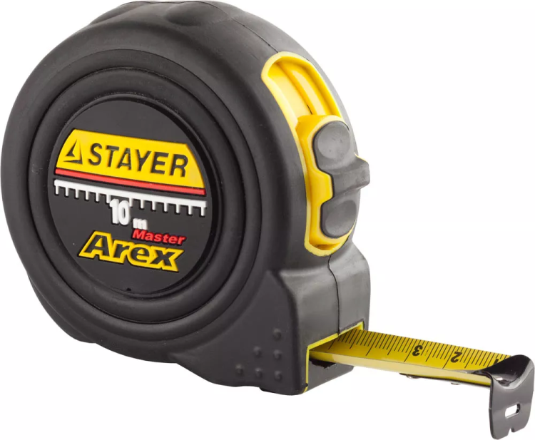 Рулетка STAYER "PROFI" "AREX", двухкомпонентный противоударный корпус, упрочненное полотно, 10м/25мм 3410-10_z01 купить в Нефтеюганске