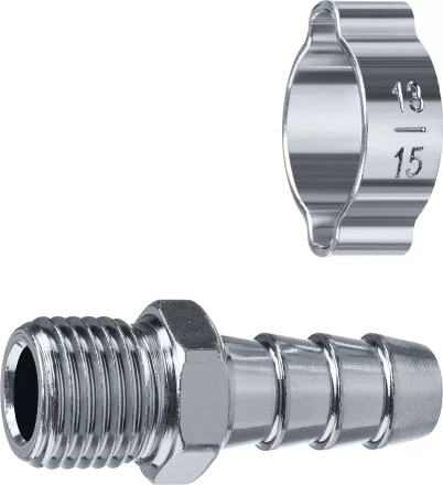 ЗУБР штуцер елочка, 10 мм - 1/4M, переходник с обжимным хомутом, Профессионал (64924-1/4-10) купить в Нефтеюганске