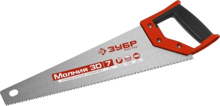 Ножовка универсальная (пила) ЗУБР МОЛНИЯ-3D 400 мм, 7TPI, 3D зуб, точный рез вдоль и поперек волокон, для средних заготовок из всех видов материалов 15077-40 купить в Нефтеюганске