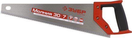 Ножовка универсальная (пила) ЗУБР МОЛНИЯ-3D 400 мм, 7TPI, 3D зуб, точный рез вдоль и поперек волокон, для средних заготовок из всех видов материалов 15077-40 купить в Нефтеюганске