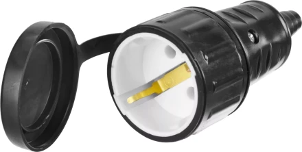 Розетка СИБИН электрическая ударопрочная, с заземлением, 16А/220В, IP44, черная 55186-B купить в Нефтеюганске