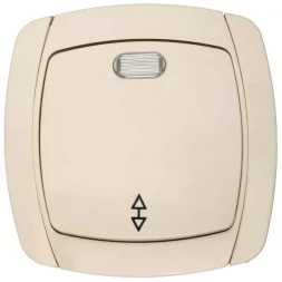 Выключатель СВЕТОЗАР "CITY LIGHT" проходной одноклавишный в сборе, с подсветкой, бежевый, 10А/~250В SV-54238-B