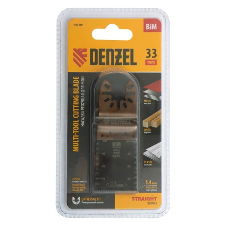 Насадка для МФИ режущая пазовая прямая, BiM, по металлу и дереву, 33 x 1.4 мм, мелкий зуб Denzel 782305 купить в Нефтеюганске