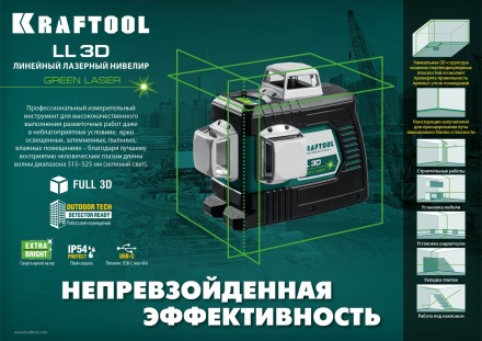 Нивелир лазерный  LLG3D зеленый 34641 купить в Нефтеюганске