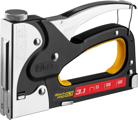 Степлер для скоб &quot;BlackPro 53&quot; 3-в-1: тип 53 (4-14 мм) / 300 (10-14 мм) / 500 (14 мм), STAYER Professional 31507 купить в Нефтеюганске