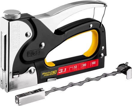 Степлер для скоб &quot;BlackPro 53&quot; 3-в-1: тип 53 (4-14 мм) / 300 (10-14 мм) / 500 (14 мм), STAYER Professional 31507 купить в Нефтеюганске