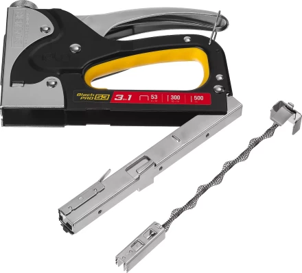 Степлер для скоб &quot;BlackPro 53&quot; 3-в-1: тип 53 (4-14 мм) / 300 (10-14 мм) / 500 (14 мм), STAYER Professional 31507 купить в Нефтеюганске