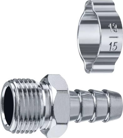 ЗУБР штуцер елочка, 10 мм - 3/8M, переходник с обжимным хомутом, Профессионал (64924-3/8-10) купить в Нефтеюганске