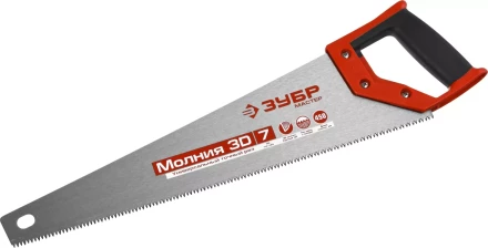 Ножовка универсальная (пила) ЗУБР МОЛНИЯ-3D 450 мм, 7TPI, 3D зуб, точный рез вдоль и поперек волокон, для средних заготовок из всех видов материалов 15077-45 купить в Нефтеюганске