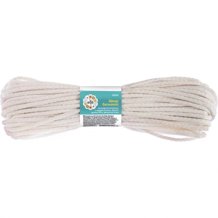 Шнур бельевой полипропиленовый с сердечником  D-5 мм L-20 м белыйELFE 93711 купить в Нефтеюганске