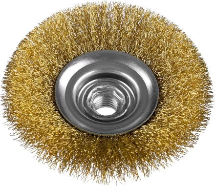 ЗУБР &quot;ПРОФЕССИОНАЛ&quot;. Щетка коническая для УШМ, витая латунированная стальная проволока 0,3мм, 125ммхМ14 35267-125_z02 купить в Нефтеюганске