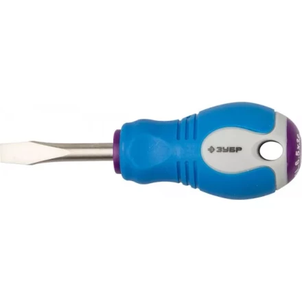 Отвертка ЗУБР, Cr-V сталь, трехкомпонентная рукоятка, цветовая индикация типа шлица, SL, 6,5x38мм 25251-6.5-038 купить в Нефтеюганске
