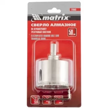 Сверло алмазное по керамограниту 50 х 67 мм 3-гранный хвостовик MATRIX 726503 купить в Нефтеюганске