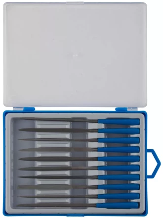 Набор ЗУБР &quot;ЭКСПЕРТ&quot; Надфили, пластмассовая ручка, насечка 2=бархатная, 100мм, 10шт 16021-2-H10 купить в Нефтеюганске