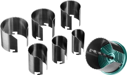 Пила сегментная наборная KRAFTOOL по дереву, 7 полотен: 25-32-38-45-50-56-62х42 мм 29580-H7-42 купить в Нефтеюганске