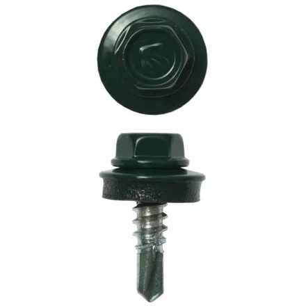 Саморезы ЗУБР &quot;ПРОФЕССИОНАЛ&quot; окраш., RAL 6005 зелен. насыщен., для крепл. кров. матер. к металл. констр., 5.5x19мм, 2500шт 4-300310-55-019-6005 купить в Нефтеюганске