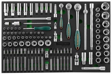 Набор головок торцевых 1/4&quot; 3/8&quot; 1/2&quot;DR 81предмет вставок бит-40предметов EVAложемент Jonnesway S04H45121SV 49275 купить в Нефтеюганске