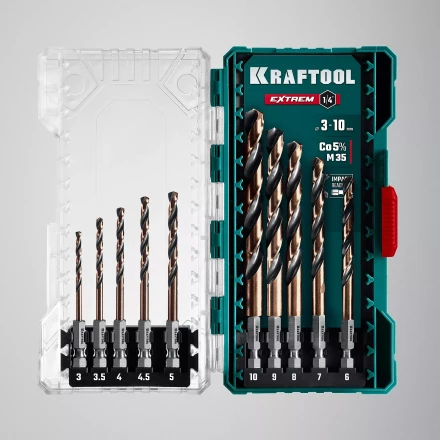 Набор сверл по металлу, хвостовик НЕХ-1/4, сталь М35-Со5% 29652-H10 купить в Нефтеюганске