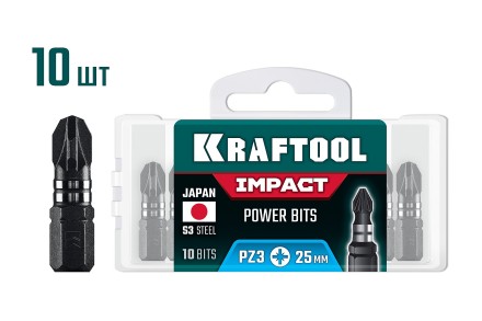 KRAFTOOL Impact PZ 3, 25 мм, 10 шт, ударные биты (26193-3-25-S10) купить в Нефтеюганске