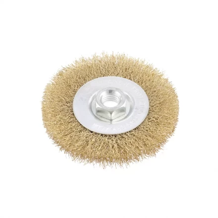 Щетка для УШМ 100 мм М14 плоская латунированная витая проволока MATRIX 74650 купить в Нефтеюганске