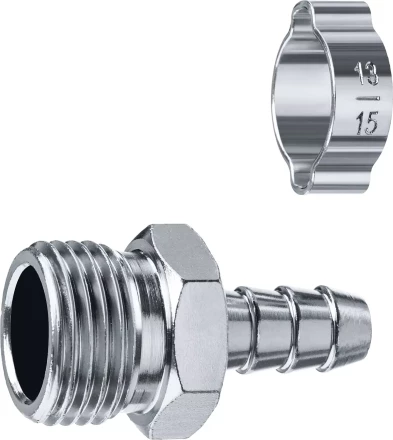 ЗУБР штуцер елочка, 10 мм - 1/2M, переходник с обжимным хомутом, Профессионал (64924-1/2-10) купить в Нефтеюганске