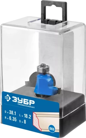 ЗУБР 38.1 x 18 мм, радиус 6.3 мм, фреза кромочная калевочная №6, Профессионал (28707-38.1) купить в Нефтеюганске