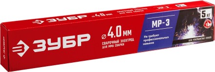 ЗУБР Д 4.0 х 450 мм, 5 кг в коробке МР-3 рутиловый, электрод сварочный (40015-4.0) купить в Нефтеюганске